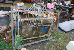 Vintage metal and cast bed ends and frame.