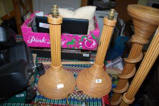 Two table lamps in woven bamboo.