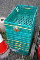 A quantity of plastic crates.