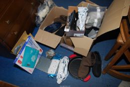 Bathroom and Kitchen scales, grill, lawn edger and New Women's and Men 's shoes.