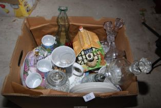 Mixed china, glass, perfume bottle, and Cottage ware' teapot, etc.