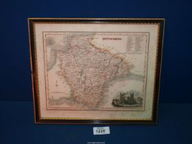 A framed map of Devonshire published by Archibald Fullarton & Co., Glasgow, 11 1/2" x 10" incl.
