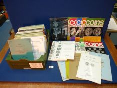 A box of Coin Auction catalogues, late 1960s-1970s.