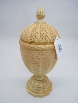 A Grainger Worcester rare reticulated urn vase and cover,