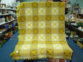A double Welsh wool blanket, yellow colour.