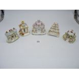 Five Coalport fine bone china houses to include 'The Summer house', 'Keeper's Cottage',