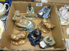 A quantity of Oriental figures to include Master and pupil, Scholar, Musician,