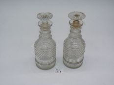 A pair of Georgian Anglo Irish cut decanters,