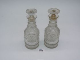 A pair of Georgian Anglo Irish cut decanters,