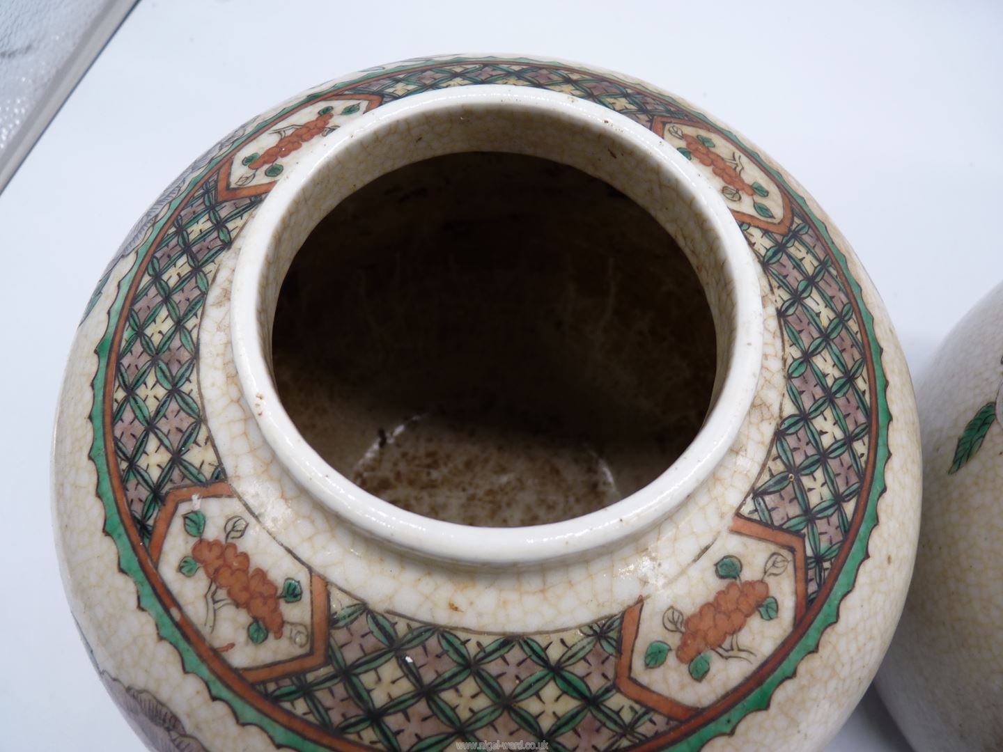 A pair of Oriental crackle glazed poly chrome ginger jars, - Image 14 of 20