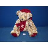 A Harrod's 1999 Christmas Teddy bear, 13 1/2" tall.