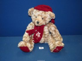 A Harrod's 1999 Christmas Teddy bear, 13 1/2" tall.