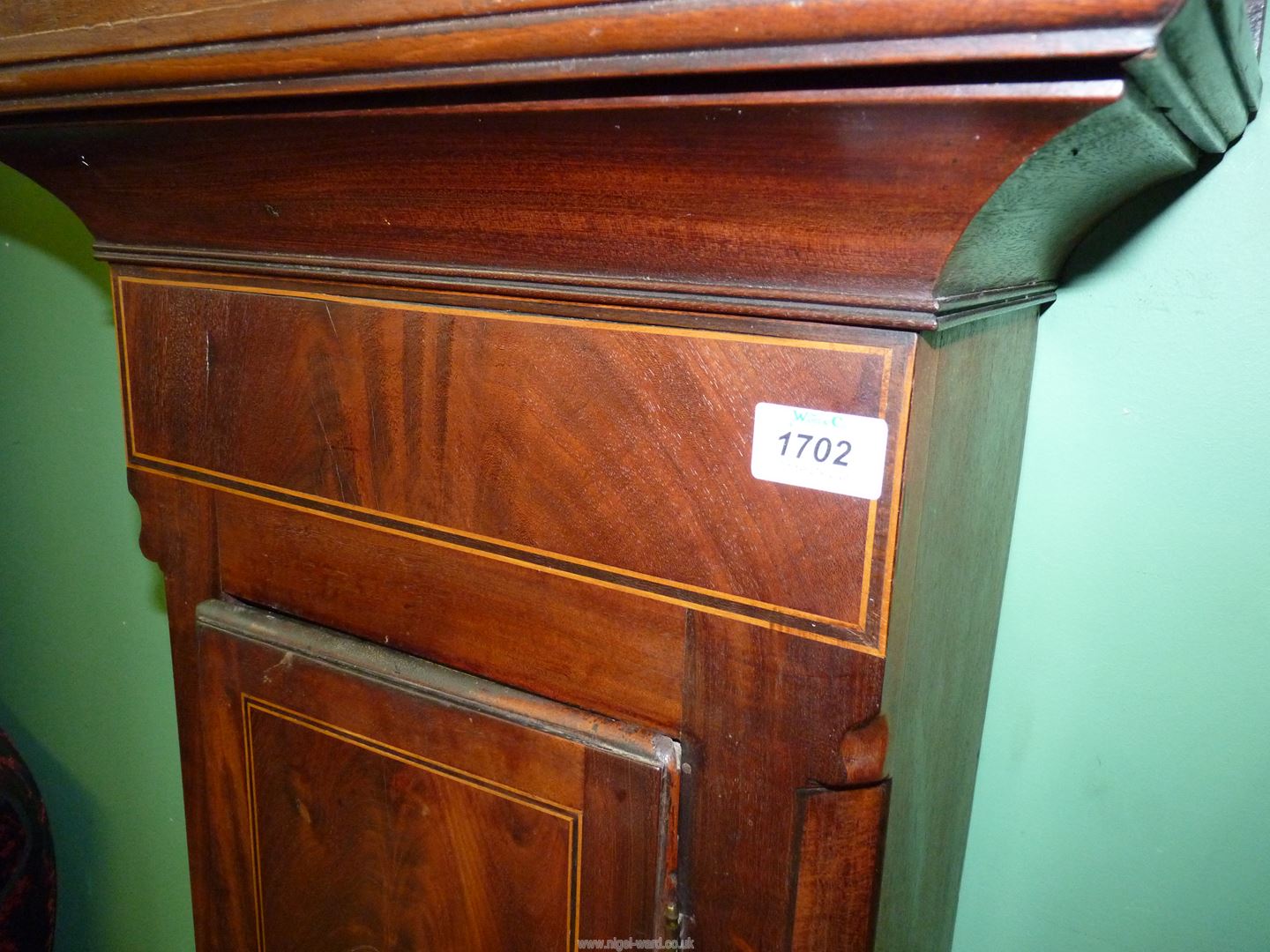 An Oak and Mahogany cased longcase / grandfather clock having light and dark-wood stringing, - Image 3 of 6