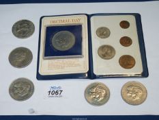 A cased set of British First Decimal coins,