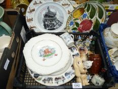 A quantity of china display plates and ornaments including 1969 Investiture, Silverdale Colliery,