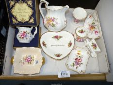 A small quantity of Royal Crown Derby to include a milk jug and a small milk jug in a display box