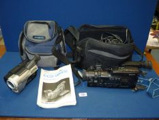 Two Video Cameras - A Sony CCD-V600E Video Hi8 Handycam and a Hitachi VM-E368E 8mm Camcorder.