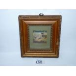 A framed Miniature (2" x 2") of an 18th century erotic scene of an "Indian Prince and Concubine in