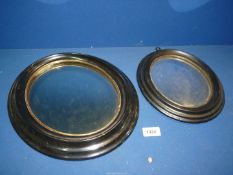 Two small oval Mirrors with gilded rim to inner frame edge of mirror,