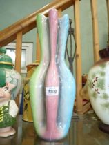 An iridescent Italy made vase in lobed shape, 15" high.