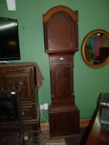 A Mahogany long-case clock Case having intricate light and dark-wood stringing,