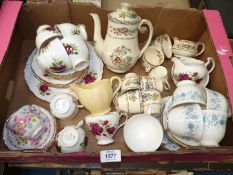 A quantity of part tea and coffee sets including Colclough, Meakin 'Jerome',