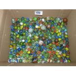 A box of Marbles including large marbled, steel coloured, etc.