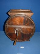 A table top late Victorian wooden butter Churn, 16" high.