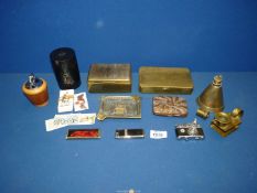A small quantity of smoking items to include; two cigarette boxes, lighters, a vesta,