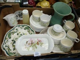 A box containing Hornsea 'Fleur' part tea set, Hornsea 'Summit' flour/sugar,