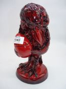 A Limited Edition (no: 34/100/) 'Peggy Davies' Studio Grotesque bird figure 'Secret Keeper' in ruby