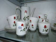 A Bavarian 'Rote Rose' pattern coffee service for six.