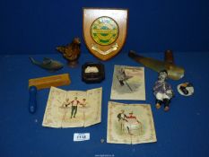 A small quantity of miscellaneous including Whieldon Agateware bird whistle a/f, bird scarer,