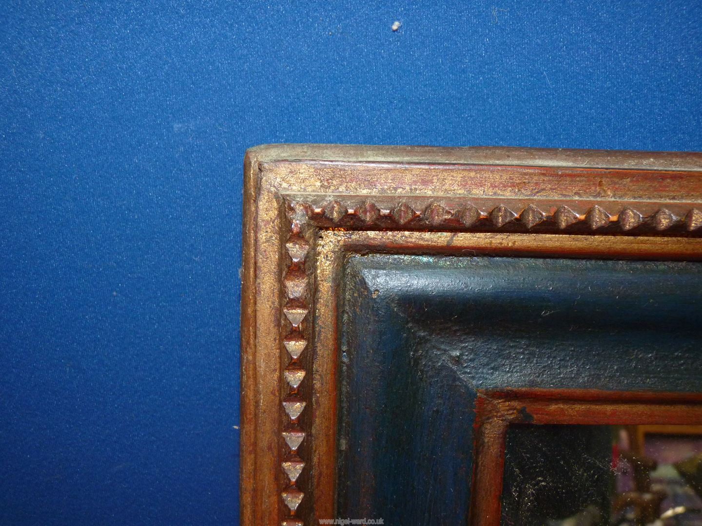 A mahogany framed wall mirror having inner part of frame painted black, - Image 2 of 3