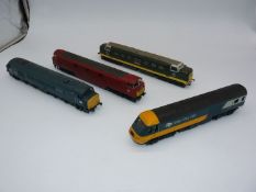 Four nicely detailed display models of locomotives at approximately "00" scale and including