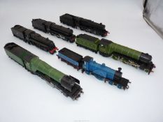 Six nicely detailed display models of tender locomotives at approximately "00" scale and including
