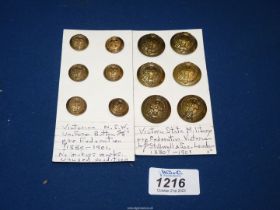 A quantity of 19th century Australian pre-federation Victorian Military Buttons 1880-1901, marked E.