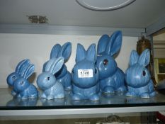 A quantity of blue Sylvac rabbits to include model numbers: 1028, 1027, 1026, 1065, 1067 and 990.