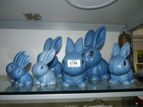 A quantity of blue Sylvac rabbits to include model numbers: 1028, 1027, 1026, 1065, 1067 and 990.