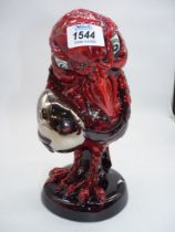 A Limited Edition (no: 21/100) 'Peggy Davies' Studio Grotesque bird figure 'Secret Keeper' in ruby