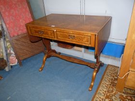 A contemporary cross-banded Walnut and other woods Sofa Table,