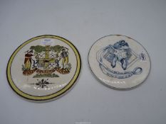 An antique humorous china trivet depicting a donkey with quote "A learned Man i now appear,