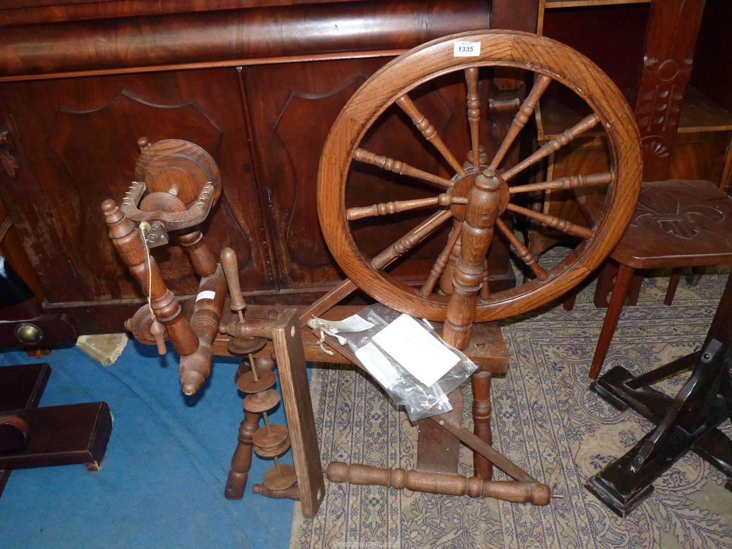 A Welsh Oak spinning Wheel, made by Dan Jones 1988.