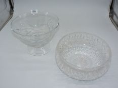 A Royal Doulton footed fruit bowl and a cut glass fruit bowl.