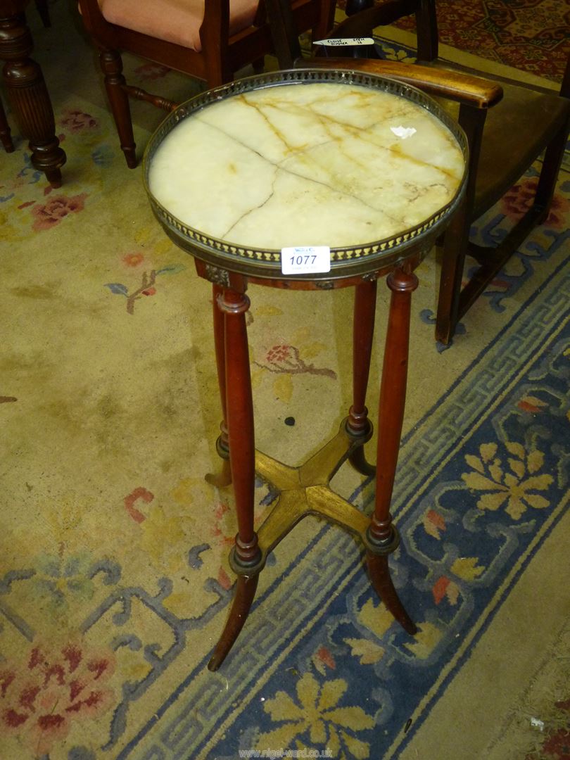 A 19th century Empire style Marble topped stand (marble cracked).