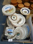 A quantity of ribbon plates including Crested ware, Souvenir ware etc.