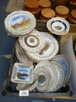 A quantity of ribbon plates including Crested ware, Souvenir ware etc.