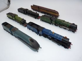 Six nicely detailed display models of tender locomotives at approximately "00" scale and including