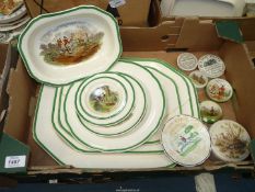 A quantity of Hunting scene china including Copeland Spode part dinner ware,