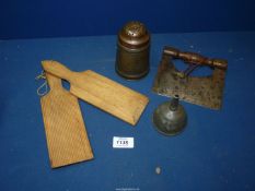 A small quantity of miscellaneous including a pewter sifter with copper top,